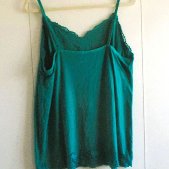 Lane Bryant 18/20 Teal Camisole Trim Adjustable Spaghetti Straps Rayon Spandex B - Picture 3 of 5